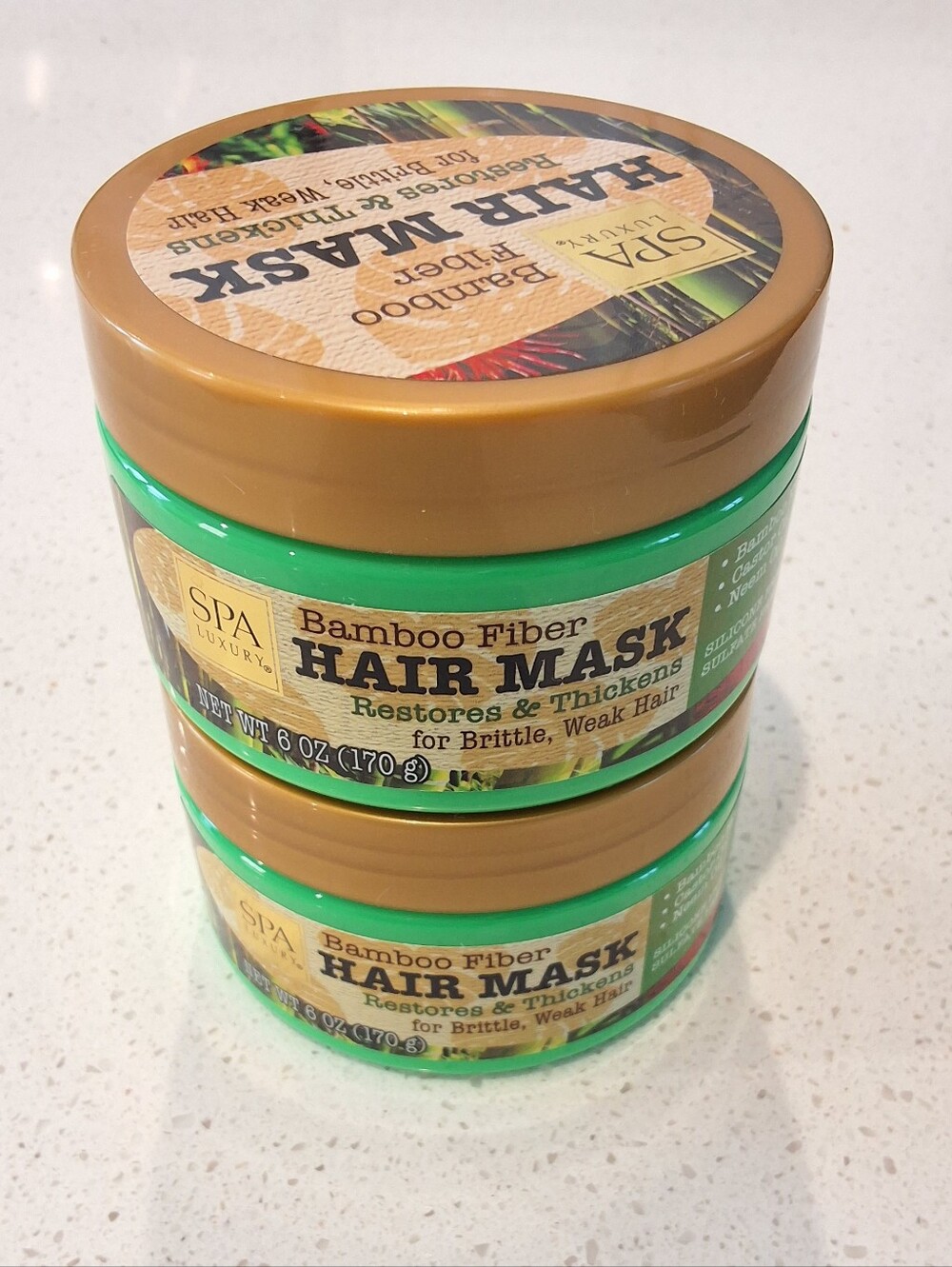 Spa Luxury Bamboo Fiber Hair Masks,  Restores & Thickens, Bundle Of 2, 6 oz.
